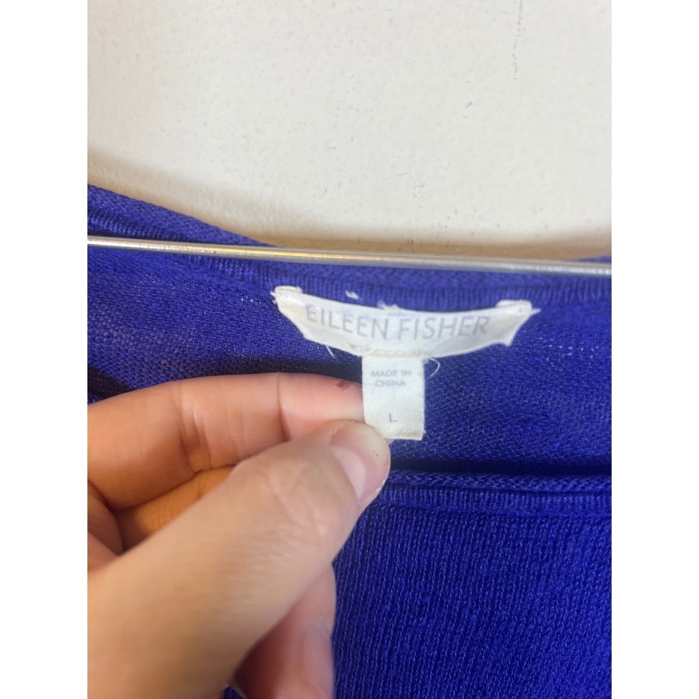 Eileen Fisher Womens Sweater 100% Organic Linen Blue Size L - Picture 2 of 7